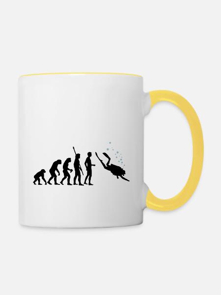 evolution_taucher_c_2c - Tasse zweifarbig - Weiß/Gelb
