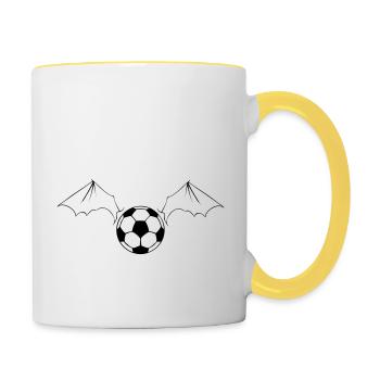 ball_bat_wings_1_color2 - Contrasting Mug - white/yellow - Right