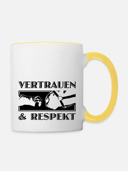 JaC's Vertrauen & Respekt 1 - Tasse zweifarbig - Weiß/Gelb