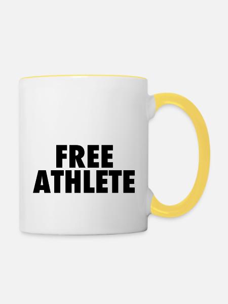 free athlete centered - Tasse zweifarbig - Weiß/Gelb