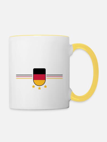 deutschland 3 sterne - Tasse zweifarbig - Weiß/Gelb