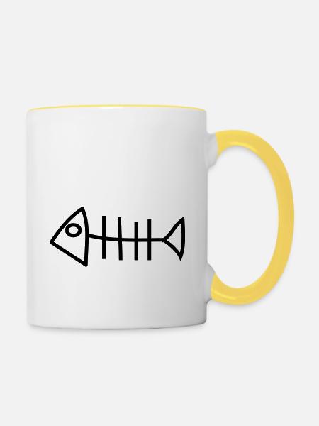 fischgraete - Tasse zweifarbig - Weiß/Gelb