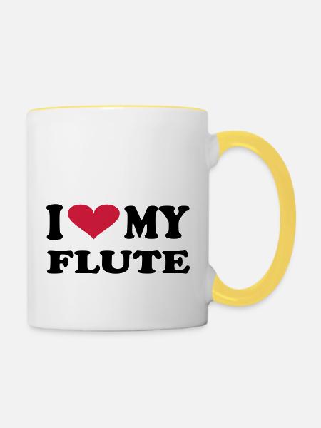I Love my flute - Tasse zweifarbig - Weiß/Gelb