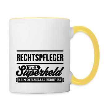 Superheld Rechtpfleger - Tasse zweifarbig - Weiß/Gelb - Rechts