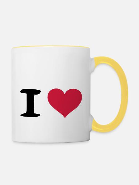 i heart - Tasse zweifarbig - Weiß/Gelb