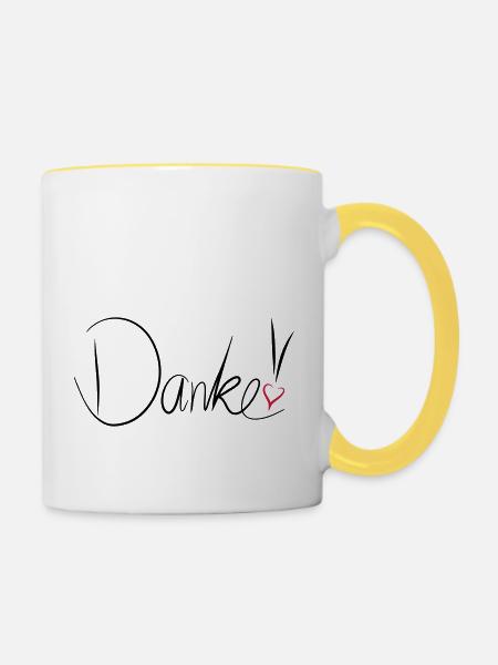 Danke - Tasse zweifarbig - Weiß/Gelb
