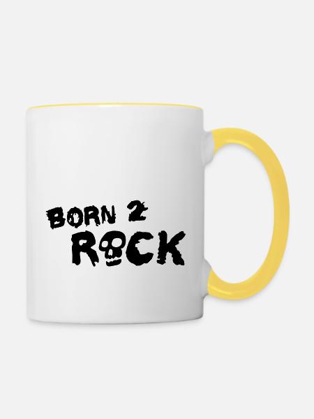 born_2_rock_1c - Tasse zweifarbig - Weiß/Gelb