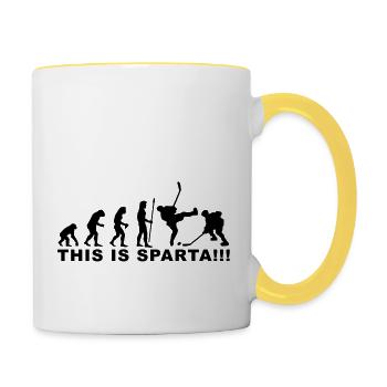 evolution_icehockey4 - Tasse zweifarbig - Weiß/Gelb - Rechts