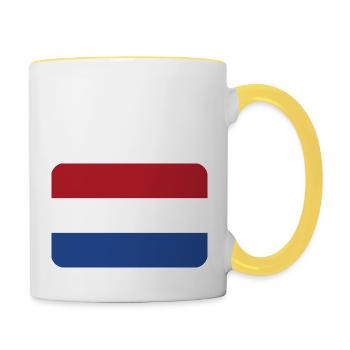 NETHERLANDS FLAG round corner 400 dpi - Mug contrasté - blanc/jaune - Droite