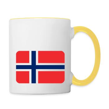 NORWAY FLAG round corner 400 dpi - Mug contrasté - blanc/jaune - Droite