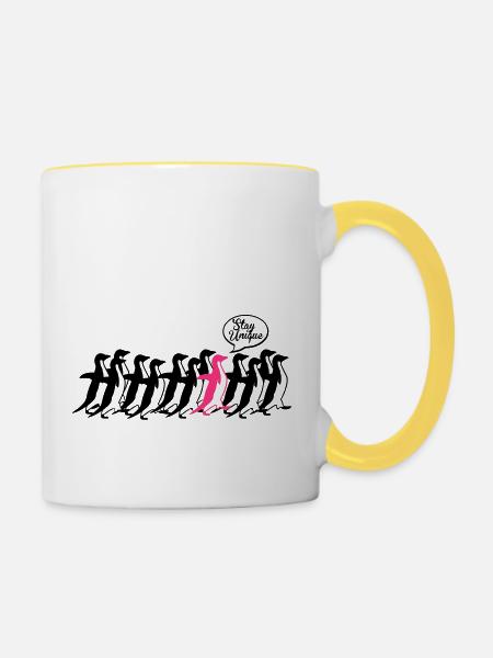 stay unique - Tasse zweifarbig - Weiß/Gelb