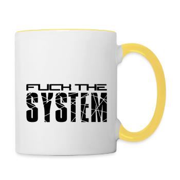 baiser le système de création de logo de texte en disant anarchie p - Mug contrasté - blanc/jaune - Droite