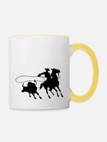Cowboy - Tasse zweifarbig - Weiß/Gelb