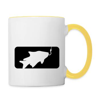 bouton sport logo attrapé pêche poisson nage - Mug contrasté - blanc/jaune - Droite