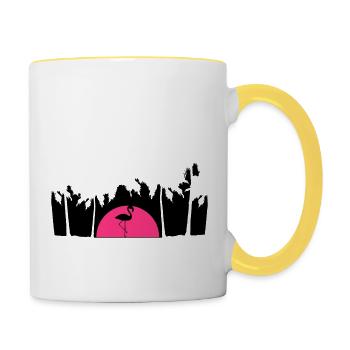 urlaub palmen miami ferien sonne sommer insel meer - Tasse zweifarbig - Weiß/Gelb - Rechts