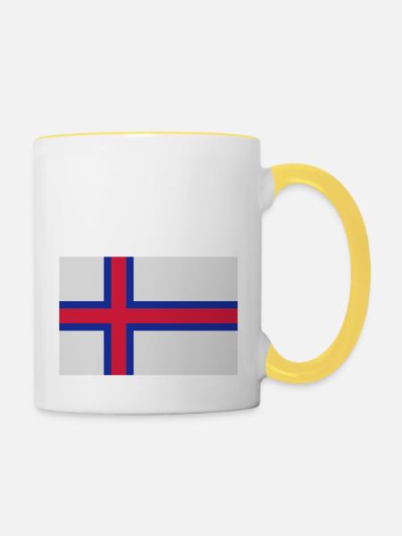 drapeau_iles_feroe - Tasse zweifarbig - Weiß/Gelb