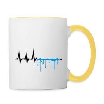 gouttes de pulvérisation humide graffiti ondes fréquence de ligne - Mug contrasté - blanc/jaune - Droite