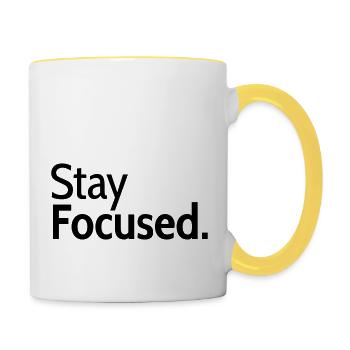 text camera photographer taking pictures digitally - Contrasting Mug - white/yellow - Right