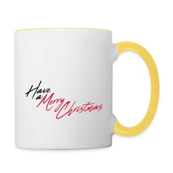 cool have a merry christmas weihnachten frohe weih - Tasse zweifarbig - Weiß/Gelb - Rechts