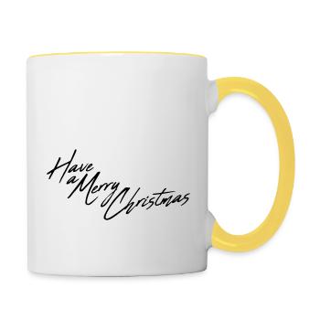 joyeux noel noel joyeux noel - Mug contrasté - blanc/jaune - Droite