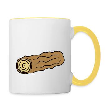 bois de chauffage bois huette holzscheit aboiement holzf - Mug contrasté - blanc/jaune - Droite