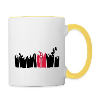 palmen urlaub insel schwarzer alien mann lange arm - Tasse zweifarbig - Weiß/Gelb - Rechts