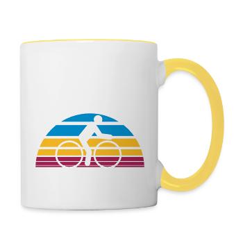 bunt streifen linien urlaub ferien sonne sommer su - Tasse zweifarbig - Weiß/Gelb - Rechts