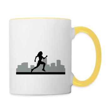 running woman - Contrasting Mug - white/yellow - Right