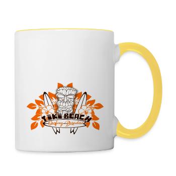 tiki beach - Mug contrasté - blanc/jaune - Droite