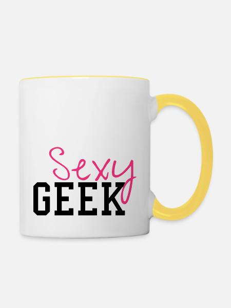 Sexy Geek - Tasse zweifarbig - Weiß/Gelb