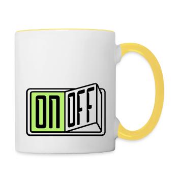 on off switch button button turn off - Contrasting Mug - white/yellow - Right