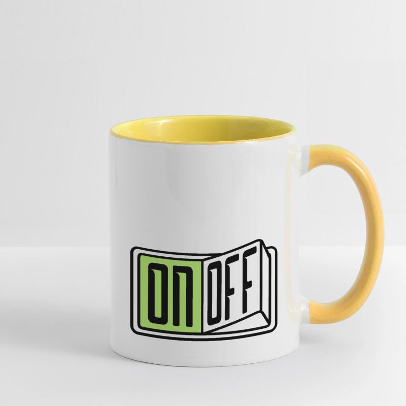 on off switch button button turn off Contrasting Mug
