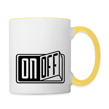 switch on off button turn on off - Contrasting Mug - white/yellow - Right