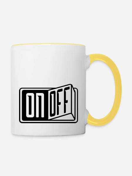 interrupteur on off bouton bouton désactiver - Mug contrasté - blanc/jaune