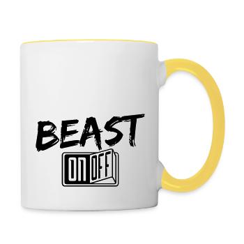 bodybuilder beast mode monster stark kaempfer fitn - Tasse zweifarbig - Weiß/Gelb - Rechts
