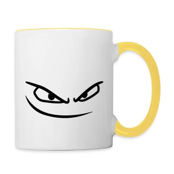 bouche visage yeux yeux dangereux bande dessinée - Mug contrasté - blanc/jaune - Droite
