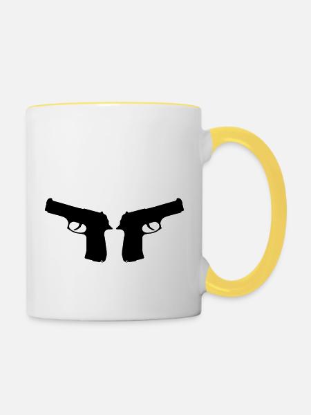 gun_1 - Tasse zweifarbig - Weiß/Gelb
