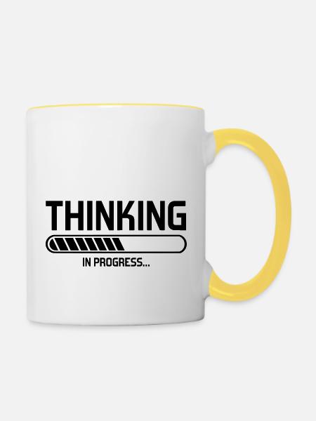 thinking - Tasse zweifarbig - Weiß/Gelb