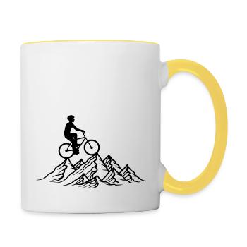 bike ride mountain bike mountains mountainous high above - Contrasting Mug - white/yellow - Right