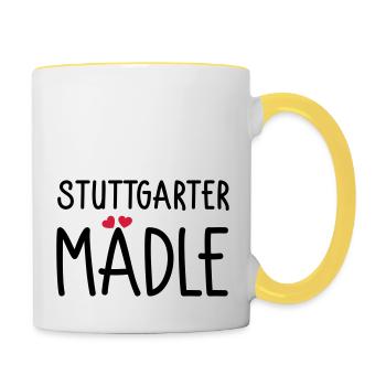Stuttgarter Mädle - Tasse zweifarbig - Weiß/Gelb - Rechts