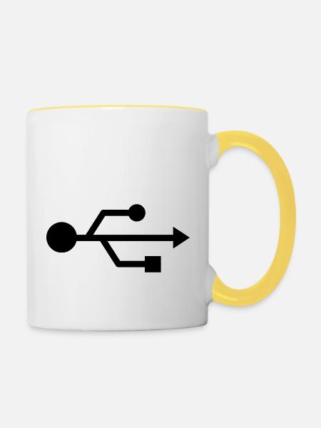 usb - Tasse zweifarbig - Weiß/Gelb