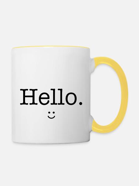 Hello :) - Tasse zweifarbig - Weiß/Gelb