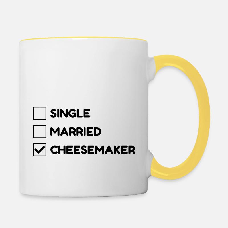 Fromager / Fromage / Travail / Métier / Job - Mug contrasté - blanc/jaune