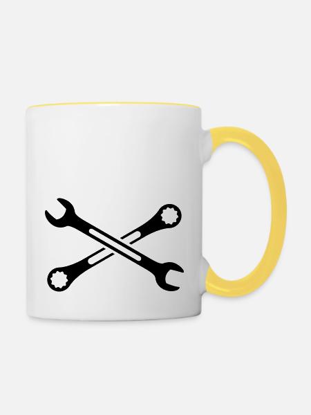 Werkzeuge - Tasse zweifarbig - Weiß/Gelb