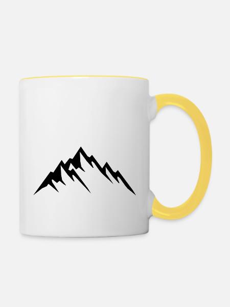 mountains design - Tasse zweifarbig - Weiß/Gelb