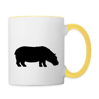Nilpferd Silhouette Design - Tasse zweifarbig - Weiß/Gelb - Rechts