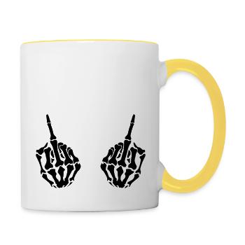 hands middlefinger - Tasse zweifarbig - Weiß/Gelb - Rechts