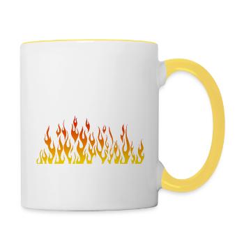 Flamme Flammenflamme - Tasse zweifarbig - Weiß/Gelb - Rechts