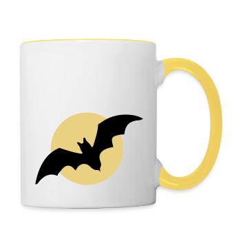 Flying bat moon - Contrasting Mug - white/yellow - Right