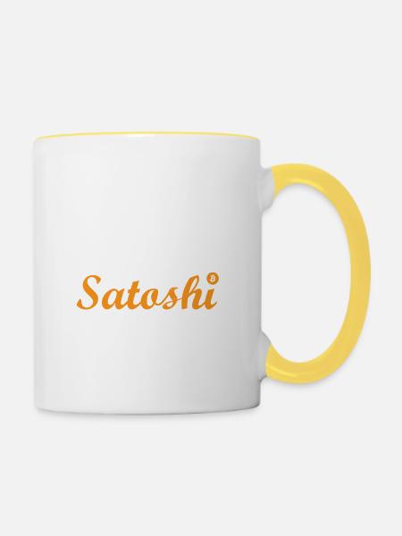 Satoshi - Tasse zweifarbig - Weiß/Gelb